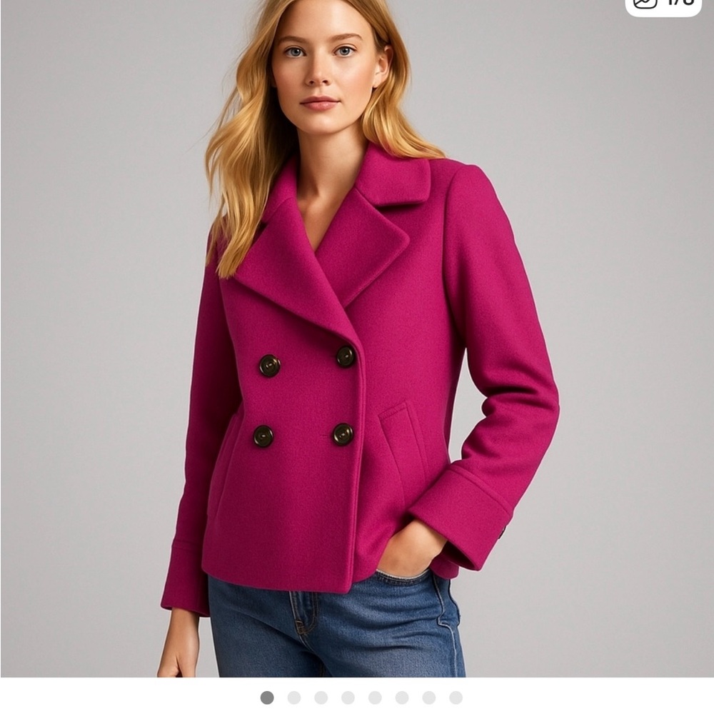 Banana Republic Fuchsia Double-Breasted Pea Coat